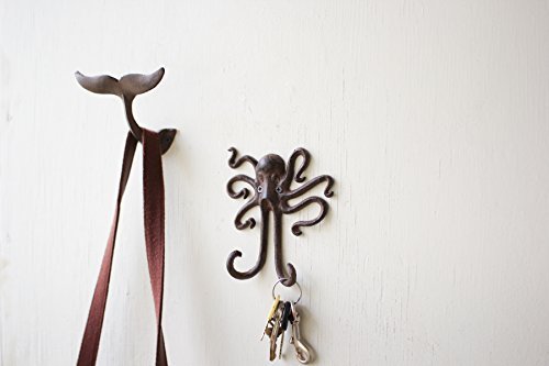 NewNest Australia - Kalaou Cast Iron Wall- Coat Hook- Octopus- 5.5" By 6" 