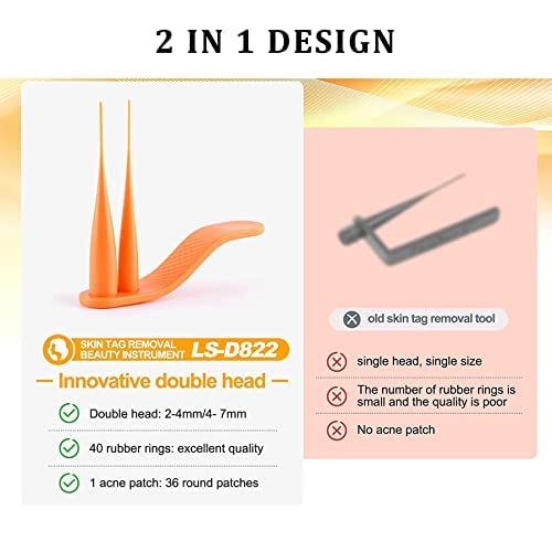 Mole Removal Skin Tag Removal Micro Band Skin Tag Removal Kit Face Body Care Painless and Safe 2 in 1 Professional Mole Wart Remover., Orange - NewNest Australia