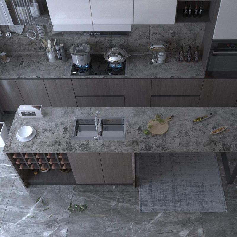 JSEVEM Light Gray Matte Concrete Wallpaper Faux Cement Contact Paper Vinyl Industrial Textured Removable Self Adhesive Wall Paper Waterproof Countertops Sticker for Garage Bedroom Floor 15.74"×118.11" - NewNest Australia