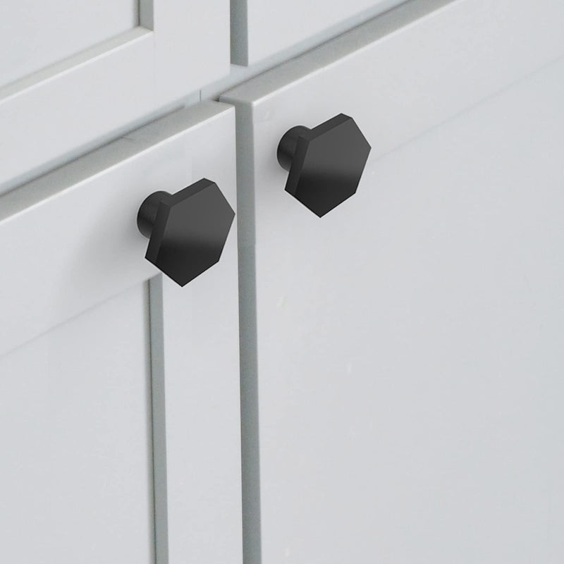 trust4care 4-Pack Flat Black Hexagon Knobs Pull for Bedroom Cabinet, Solid Zinc 1-1/3 Inch Black Hex Dresser Pulls Drawer Knob for Kitchen Furniture Decorative - NewNest Australia