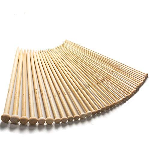 36PCS Bamboo Knitting Needles Set, BetyBedy Single Pointed Knitting Needles, 9 Inches Length Knitting Crochet Supplies for Beginners Handmade (18 Sizes from 2.0mm-10.0mm) - NewNest Australia