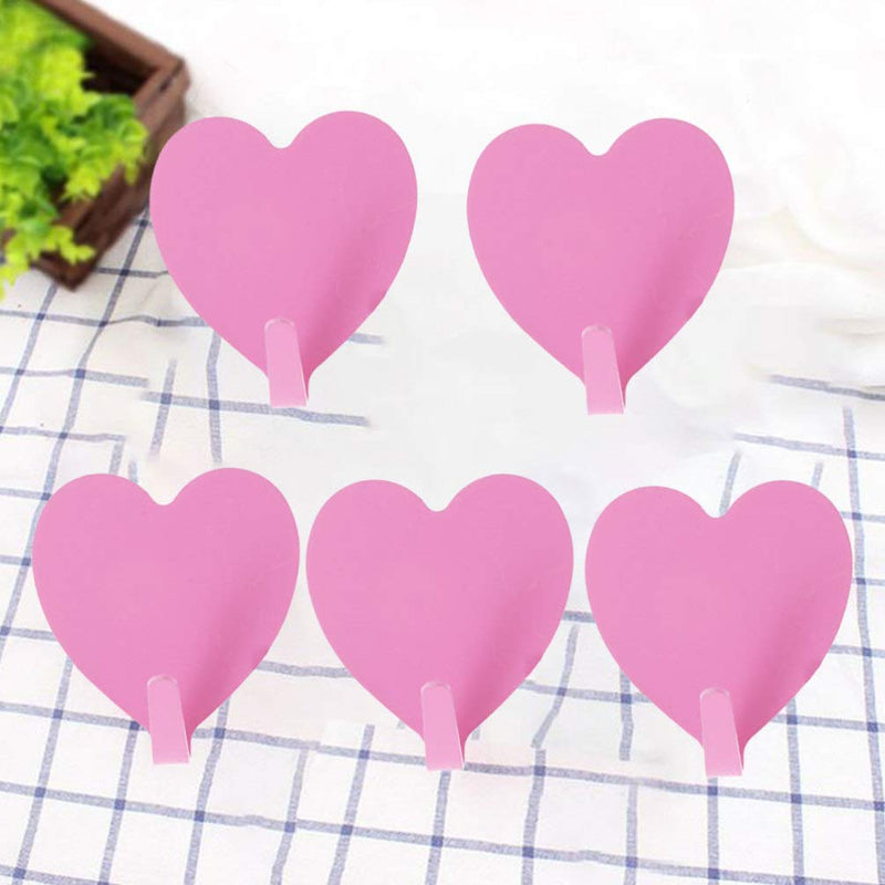 NewNest Australia - NUOBESTY Coat Hooks Wall Mounted Coat Rack Closet Hooks Heart Shaped Multifunctional Self Adhesive Door Hook Hanger Home Organizer Tool Pink 