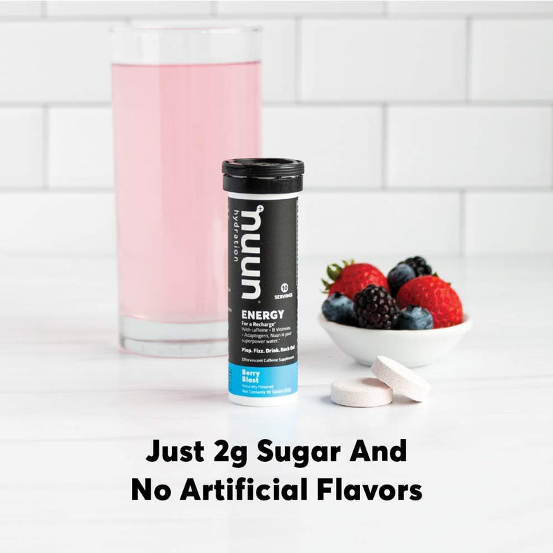 Nuun Energy: Caffeine, B Vitamins, Ginseng, Electrolyte Drink Tablets, Berry Blast, 80 Servings Box of 8 Tubes - NewNest Australia