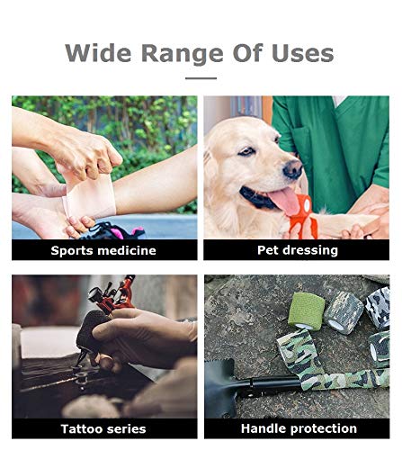 Self-Adhesive Cohesive Bandage 12 Self-Adhesive Bandage 5 Cm X 4.5 M Cohesive Tape Bandage Bandage Bandage Wrap Medical Adhesive Bandage For Pets First Aid Sports And Tattoo Grip Accessories (Black) - NewNest Australia
