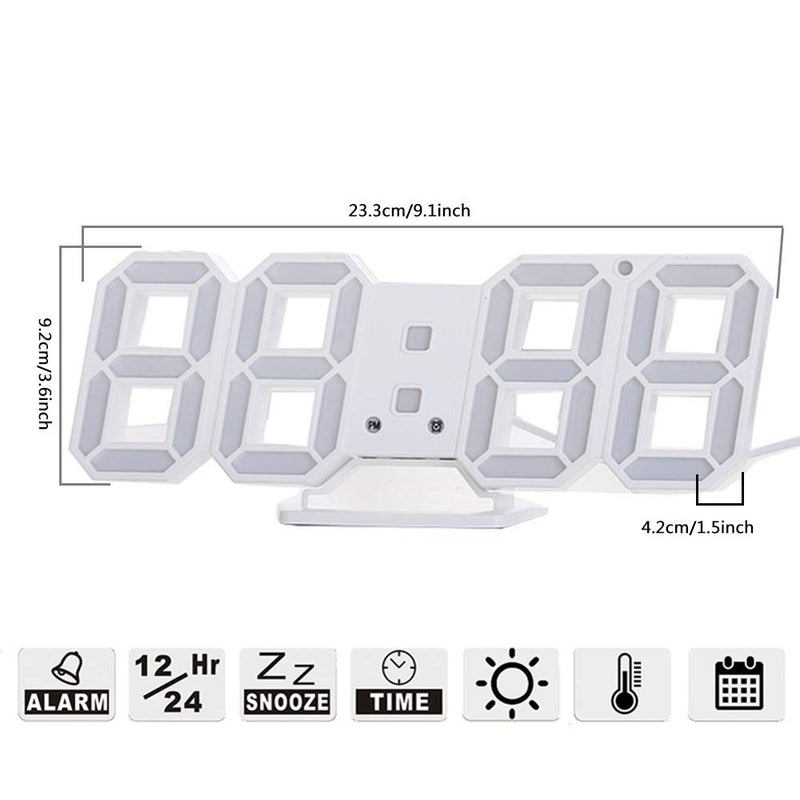 NewNest Australia - Petilleur 3D Digital Alarm Clock,Wall LED Number Time Clock with 3 Auto Adjust Brightness Levels,Led Electronic Clock with Snooze Function,Modern Night Light Clock Date,Temperature Display (Blue) Blue 