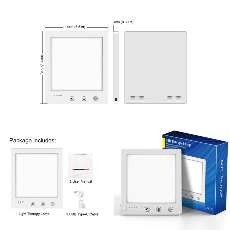 Light Therapy Lamp, 2000-10000 Lux Portable Natural Sunlight Lamp LED Light Box with 3 Adjustable Brightness Levels,Full UV-Free LED Spectrum,Touch Control SAD/Depression/Sleep Disorder(6.31 Inch) - NewNest Australia