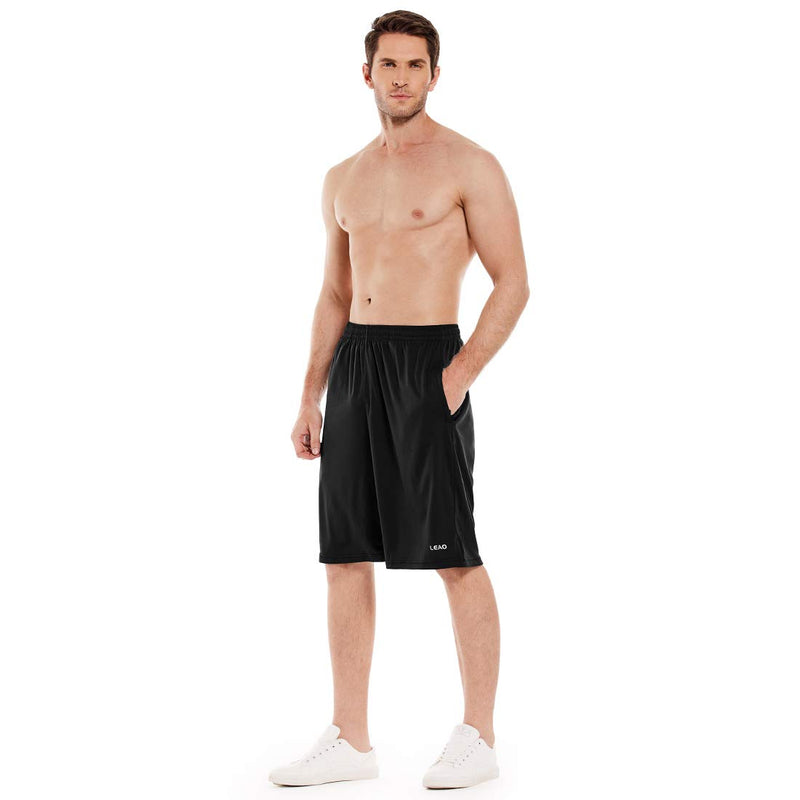 LEAO Men's Basketball Shorts with Zipper Pockets Quick Dry Loose-fit Sports Workout Running Shorts Black X-Large - NewNest Australia