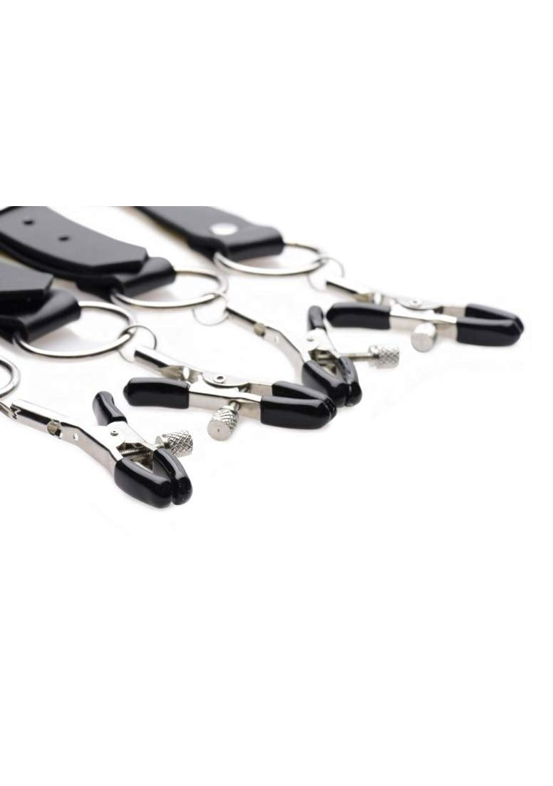 Master Series Spread Labia Spreader Straps with Clamps, Black (AF500) - NewNest Australia
