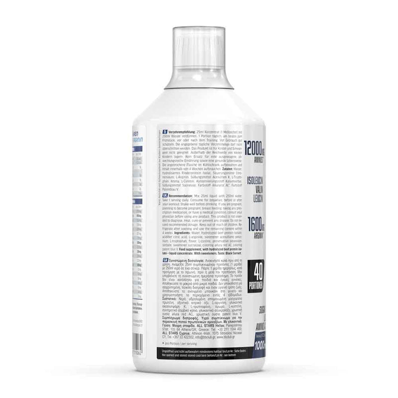 All Stars Amino Liquid 1000 Ml Black Currant I Amino Acids Liquid & High Dosage I Drink With Bcaa + Glutamine + L-Arginine I Syrup For Mixing With Water I Liquid Supplement Sugar-Free - NewNest Australia