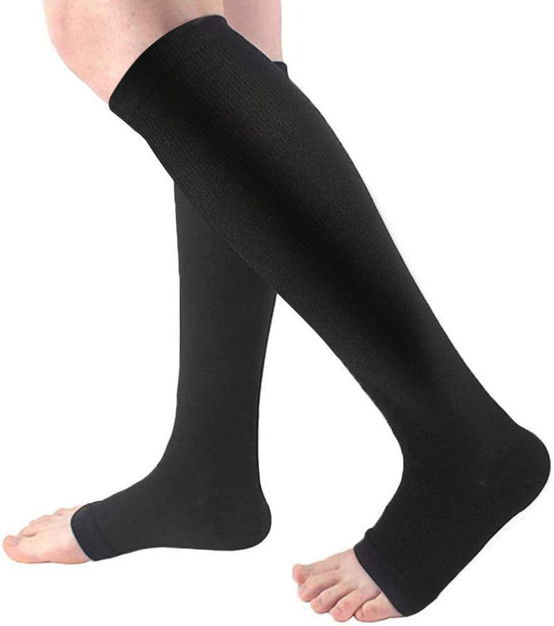 2 Pair Compression Socks Plantar Fasciitis Socks Arch Support Foot Socks Skin Protection High Support Stockings for Men Women (L/XL, Black) L-XL - NewNest Australia