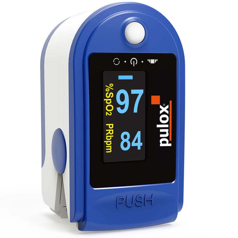 Pulse oximeter PULOX PO-200 Solo in blue Finger pulse oximeter for measuring the pulse and oxygen saturation on the finger - NewNest Australia