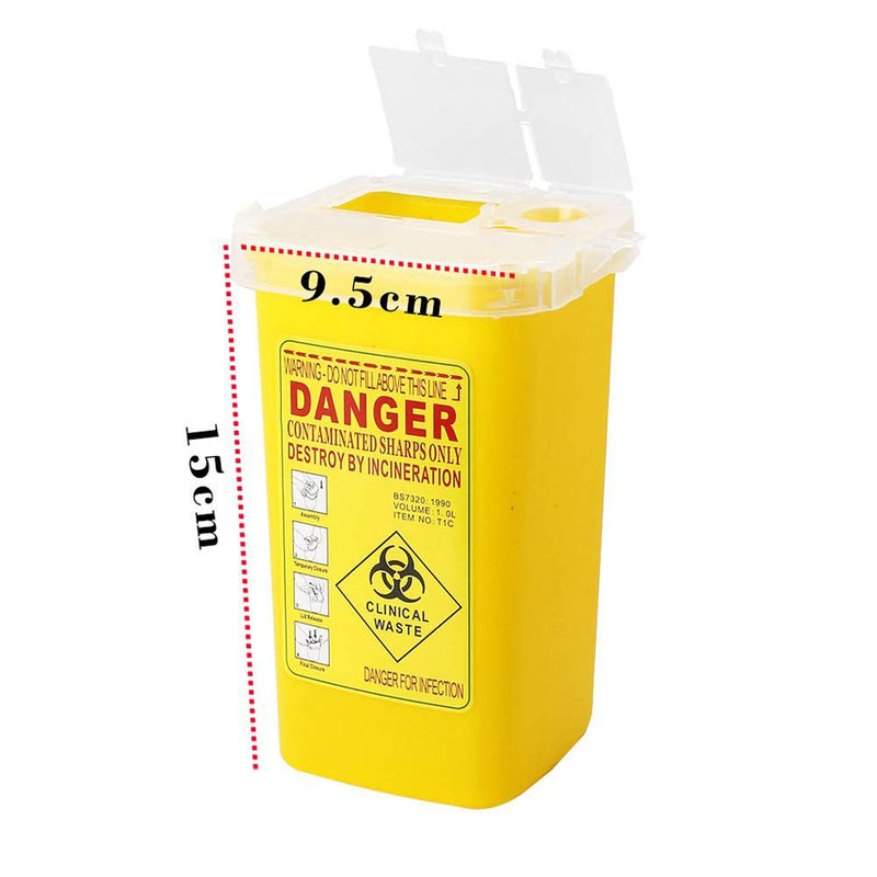 Supvox Syringe Bucket Sharps Container Box Waste Bin Needle Disposal Container with Lid for Tattoo Medical (Yellow) - NewNest Australia