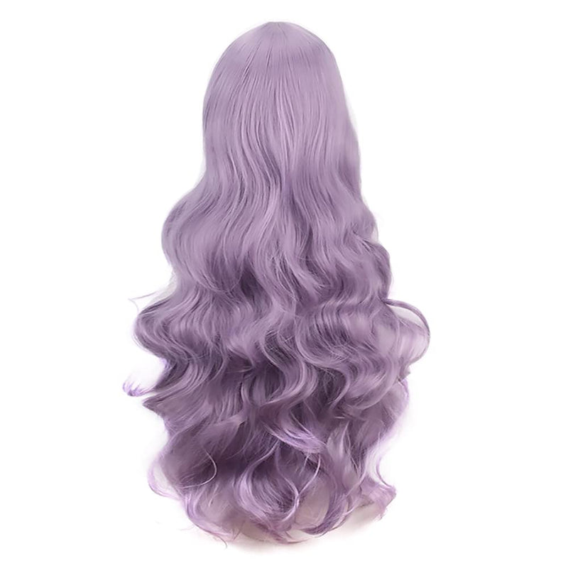 YEESHEDO 32" 80 cm Long Wavy Curly Hair Cosplay Wigs with Bangs for Women Girls Heat Resistant Synthetic Wig for Party Costume Anime Halloween (Lavender Purple) Ash Purple - NewNest Australia