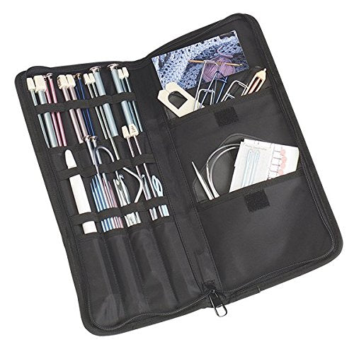 ArtBin 6875AG Hook & Needle Folio, Portable Knitting & Crochet Organizer, [1] Zippered Poly Canvas Case, Gray/Black - NewNest Australia