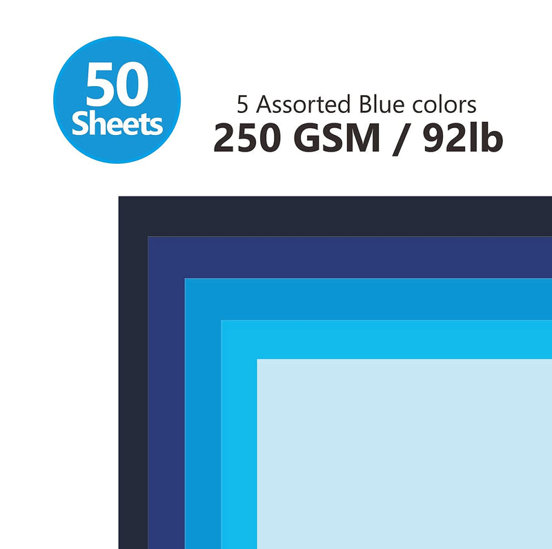 Blue Navy Colored Cardstock Thick Paper 50 Sheets 8.5" x 11" Heavyweight 92lb Cover Card Stock for Crafts and DIY Cards Making Blue Cardstock - NewNest Australia