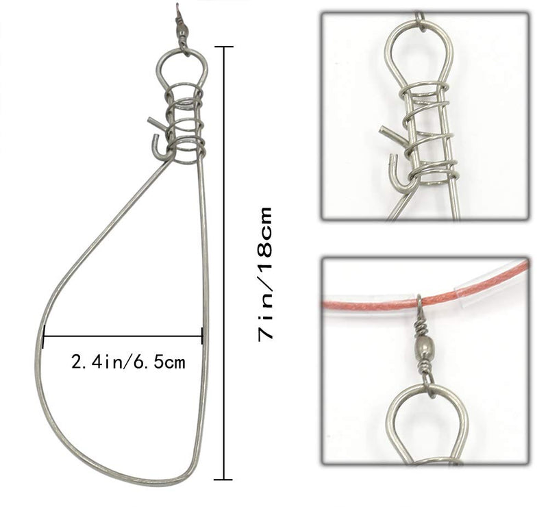 Stainless Steel Fishing Stringer Live Fish Lock, Big Fish Wire Rope Lock with Float and Plastic Handle (10 Snaps) - NewNest Australia