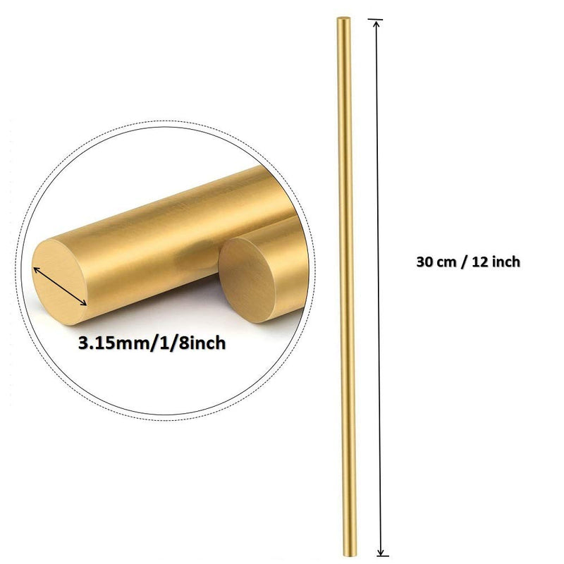 Comonc 8 Pcs 12 Inch 1/8 Brass Rod Brass Round Stock Lathe Bar Stock Kit Brass Rod Stock Solid Brass Rod 1/8 Inch in Diameter 12 Inch in Length - NewNest Australia