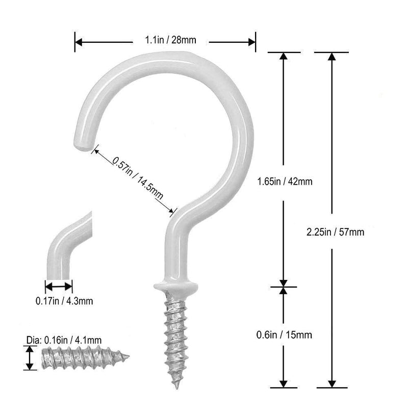 NewNest Australia - Pack of 40 Utility 1-1/2 inch Ceiling Hooks Vinyl Coated Screw-in Wall Hooks Plant Hooks Hangers Kitchen Hooks Cup Hooks for Indoor & Outdoor Use 