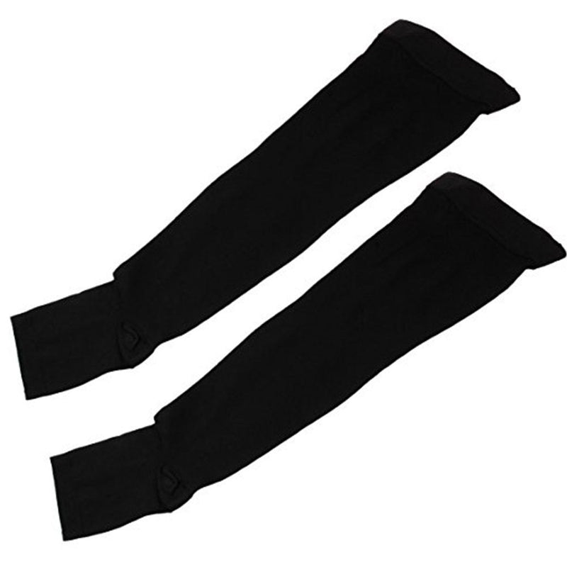 PEDIMEND Compression Thigh Highs Open Toe Stocking (1PAIR – 2PCS) - Leg Support Hose for Varicose Vein Treatment/Swollen Legs - for Men and Women (Black) 2 Count (Pack of 1) Black - NewNest Australia