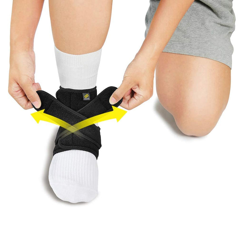 Bracoo FS10 Ankle Support, Open-Heel Ankle Brace with Adjustable Straps – for Achilles Tendonitis, Weak Ankles, Ligament Damage, Sprains and Sports Injuries (Black, L/XL) Black L-XL - NewNest Australia