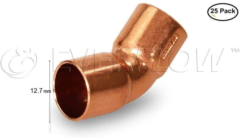 DEFAREN CCLF0012 45 Degree C X C Copper Short Radius 45 Elbow Fitting W/solder Cups, 1/2" (25 PACK) - NewNest Australia
