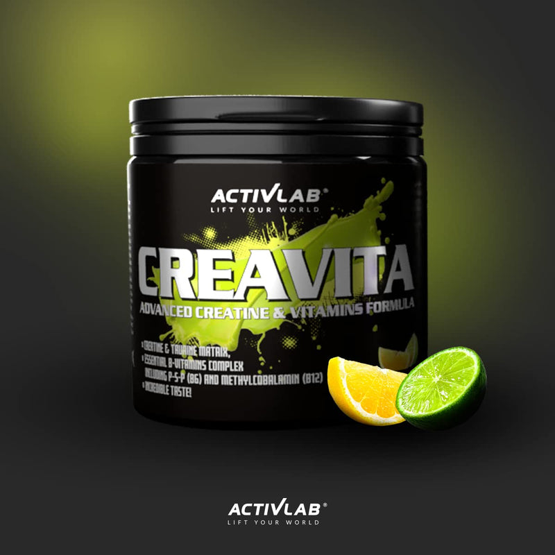 Activlab CREAVITA 300g | 30 servings | Lemon-lime flavor | Creatine, taurine, B vitamins | Strength increase | powder | Tested 3x in the laboratory | Matrix for bodybuilding | Incl. measuring cup lemon-lime 30 portions (pack of 1) - NewNest Australia
