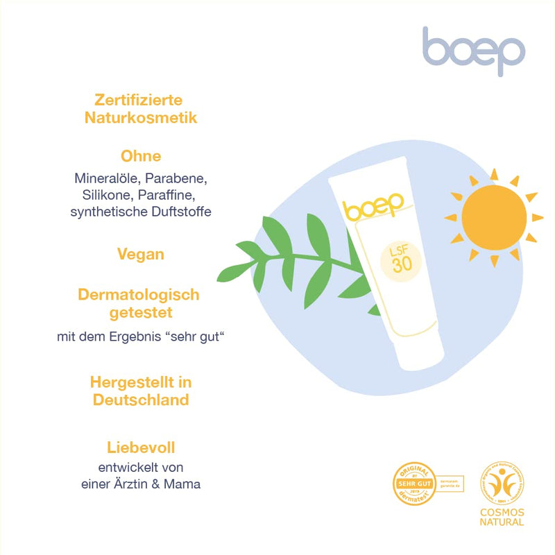 boep Sunscreen Sensitive SPF30 | Mineral sun protection for babies, children and adults with sensitive and allergic skin Perfume free | With zinc oxide UV filter | Vegan natural cosmetics (100ml) - NewNest Australia