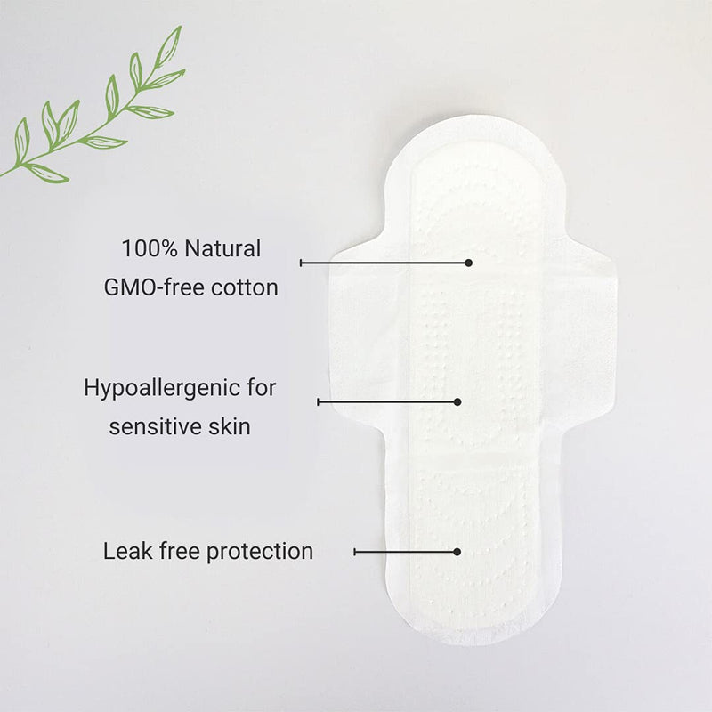 Veeda Ultra-Thin Absorbent Overnight Towels with 100% Natural Cotton Top Sheet are Always Chlorine and Fragrance Free, Hypoallergenic, Natural Cotton Sanitary Napkins, 12 Count - NewNest Australia