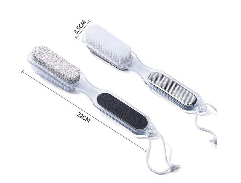 Dusenly 4 in 1 Pumice Stone Pedicure Brush Foot Scrubber Combination Exfoliating Pedicure with Handle Remove Dead Skin Massage Spa Pedicure Tools (2 Pcs) - NewNest Australia