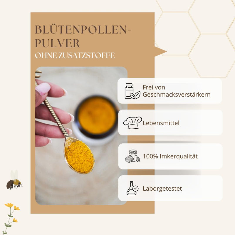 Bedrop Bee Pollen Powder Bee Pollen Bee Pollen Powder Ground, Natural & Beekeeper Quality Without Additives From Sustainable Eu Production, 60G (60G Powder) 60.00 G (Pack Of 1) - NewNest Australia