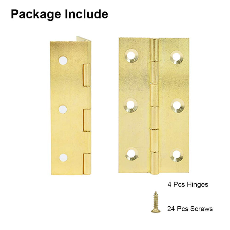 4 PCS Brass Folding Butt Hinges Home Furniture Hardware Door Hinges for Cabinet Gate Closet Door Jewelry Box with 24 Pieces Screws (63.5mm/ 2.5inch) 63.5mm/ 2.5inch - NewNest Australia