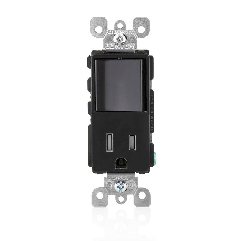 Leviton T5625-E Decora Combination Switch and Tamper-Resistant Receptacle, Black Image - NewNest Australia