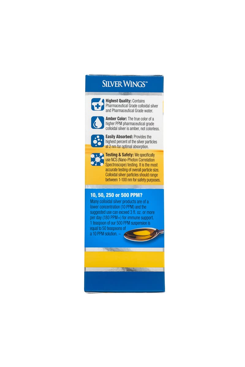 Natural Path Silver Wings Dietary Mineral Supplement, Colloidal Silver, 500 PPM, 4 fl. oz. / 120 ml - NewNest Australia