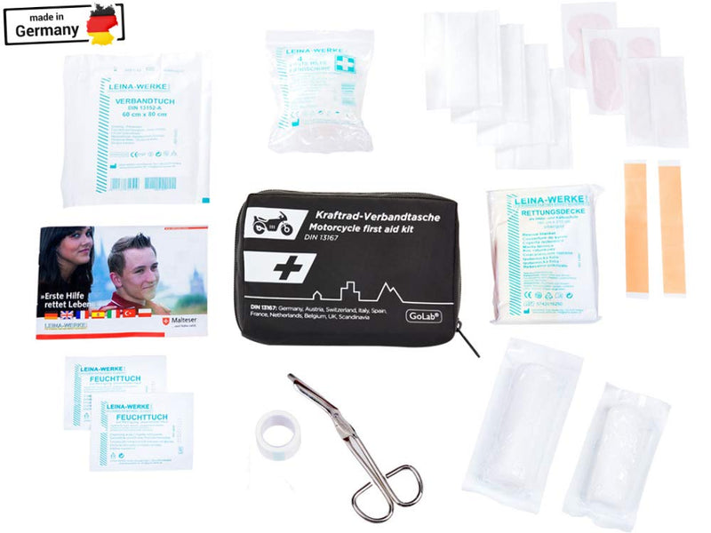 Golab Motorcycle First Aid Set, Small And Compact, First Aid Bag, According To Din 13167 With High-Visibility Jacket, Suitable For All European Countries (Austria, Switzerland, Italy, Germany Etc.) - NewNest Australia
