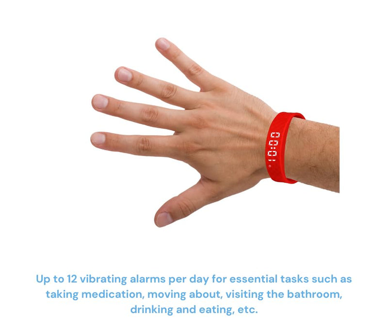Red Pivotell Vibratime Vibration Pill Reminder Clock - with up to 12 daily alarms, Modern - NewNest Australia