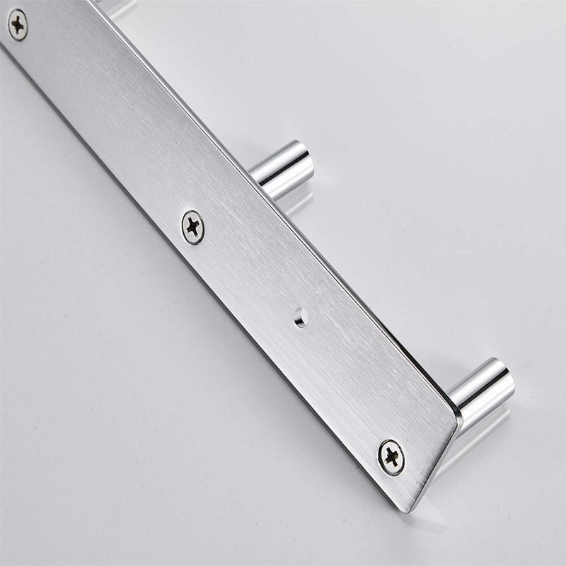 NewNest Australia - Coat Hook Brass for Bathrooms, Metal Hooks Coat Hanger Wall Mounted 4 Row Robe Hooks Polished Chrome 4hook(9.65") 