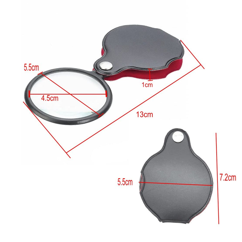Jzk Pack Of 3 Mini Foldable Pocket Magnifying Glass Small Optical Glass With Leather Protective Case, Small Pocket Magnifying Glass For Reading Hobbies, Small Magnifying Glass With Leather Protective - NewNest Australia