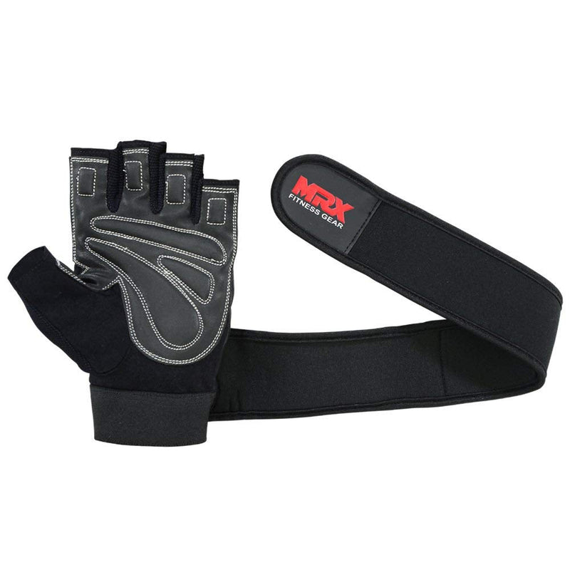 MRX Weight Lifting Pro Level Gloves with 18 Inches Long Wrist Strap Gym Workout Exercise & Fitness in Black/Leather XX-Large - NewNest Australia