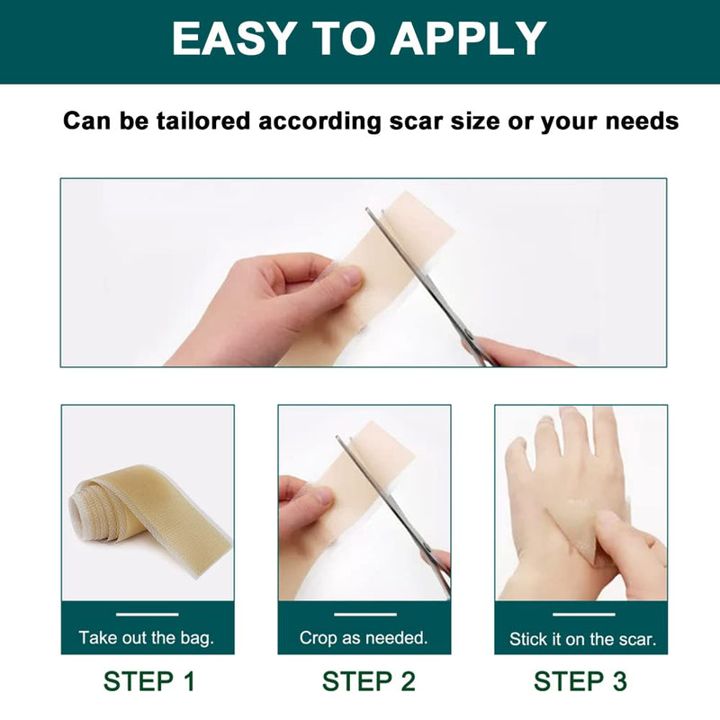 SHEEYOON Silicone Scar Sheets, Silicon Scar Tape Roll，Medical Grade Silicone Scar Removal Sheets, Soften Flatten Fade Scars from Surgery, C-Section, Keloid, Burn, Injury 1.6X120 Inch - NewNest Australia