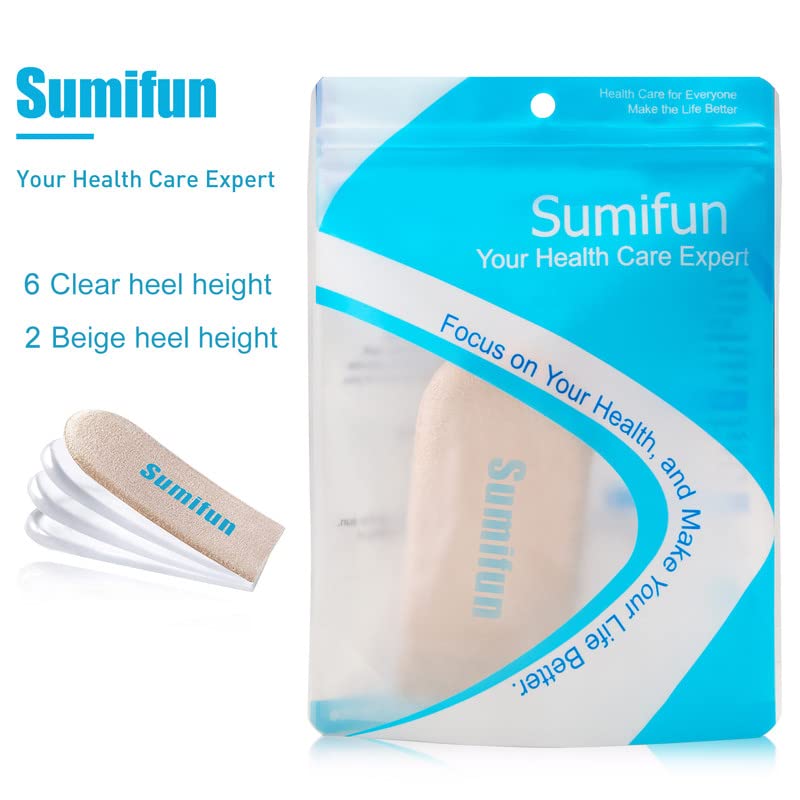 Sumifun Heel Lift Inserts, 1/4" to 1" Gel Shoe Heels Inserts for Women, Adjustable Orthopedic Heel Pads for Heel Pain and Leg Length Discrepancies, Heel Cups 1/4" 1/2" 3/4" Beige - NewNest Australia