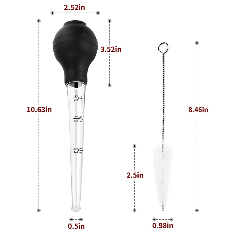 DIMESHY Turkey Baster Food Grade for Cooking & Basting, Detachable Round Bulb, Baster Cooking Good for Meat Poultry Beef Chicken, with Cleaning brush, inject needle, Basting brush Black - NewNest Australia