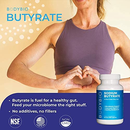 Gut Health Supplement 60 Caps - Butyrate + Sodium | The Ultimate Postbiotic | No Bloating | No Gas | Great Poops | Supports Healthy Digestion | Leaky Gut Repair | No Filler or Additives by BodyBio 60 Count (Pack of 1) - NewNest Australia