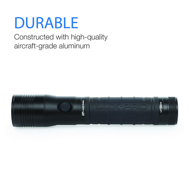 LUXPRO LP1100V3 2D Size High-output Handheld Flashlight, 455 Lumens, 2 D, Tackgrip, LPE Optics, Side Button - NewNest Australia