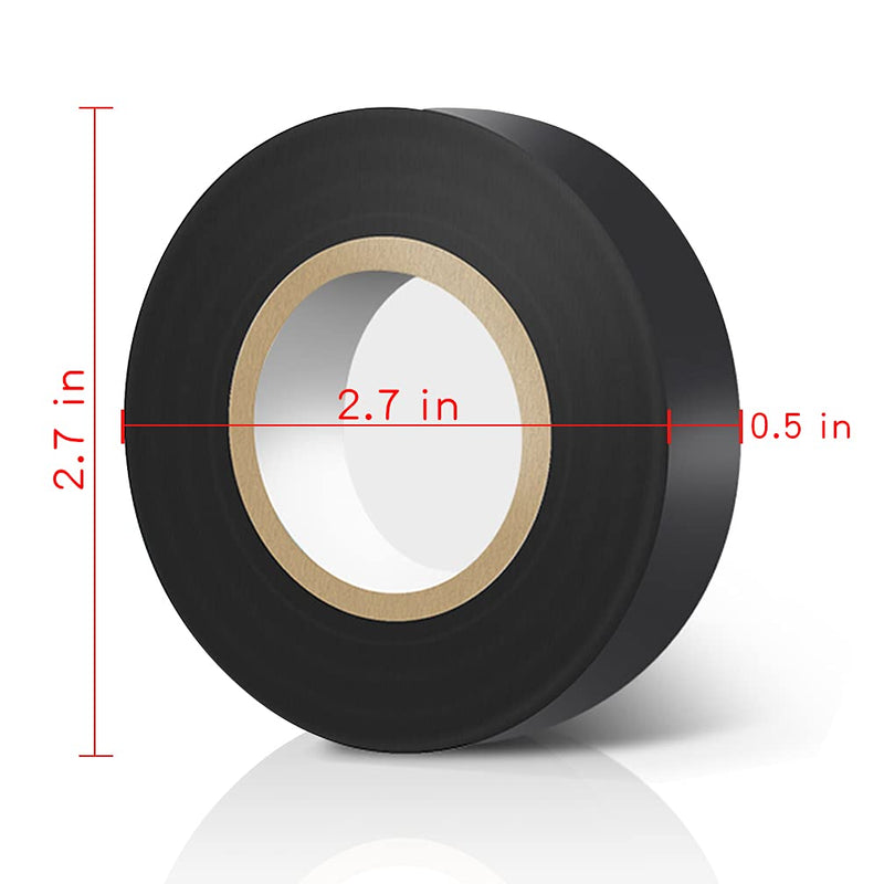 Black Electrical Tape 6 Pack Each Roll 0.6" x 50' - Viaky High End Industrial Grade - Rated to 176 Degrees & 600 Volts - Vinyl Insulating Backing - Perfect for Electric Wiring Projects 6 black - NewNest Australia