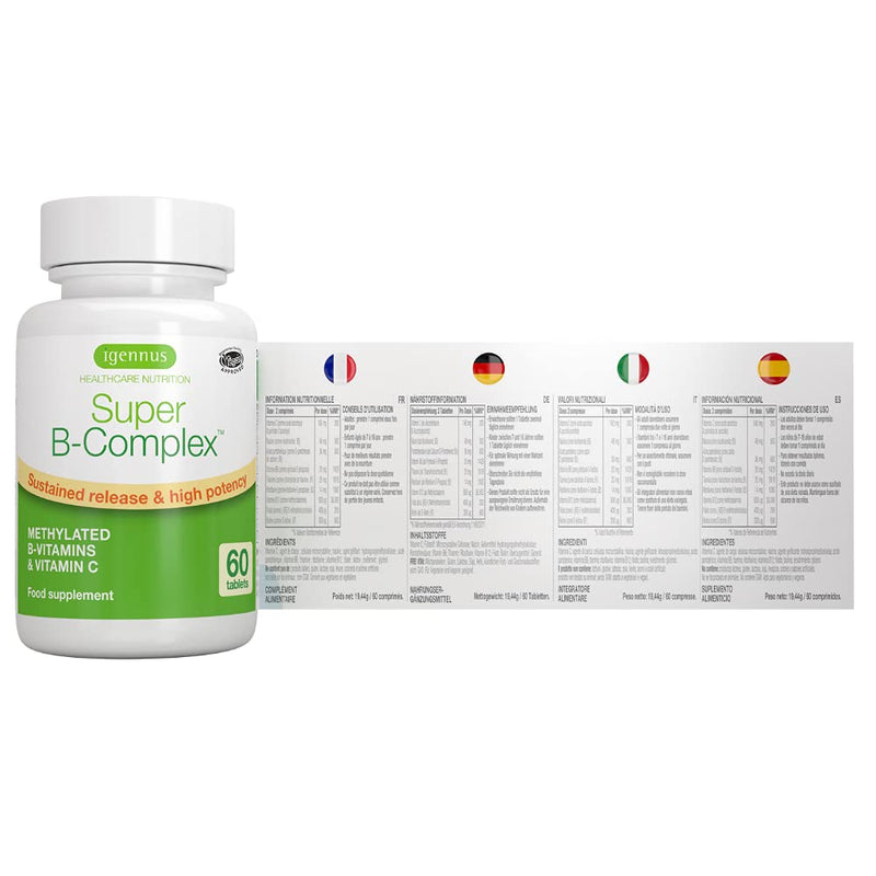Super B-Complex – Methylated Sustained Release B Complex & Vitamin C, Folate & Methylcobalamin, Vegan, 60 Small Tablets 60 Count (Pack of 1) - NewNest Australia