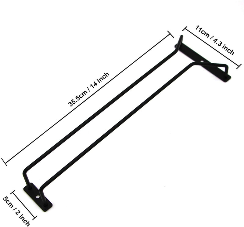 RedDreamer 14-Inch Black Wine Glass Rack, Under Cabinet Wine Glass Holder Stainless Steel Stemware Rack - Hanging Stemware Holder for Cabinet Kitchen Bar, Set of 2 - NewNest Australia