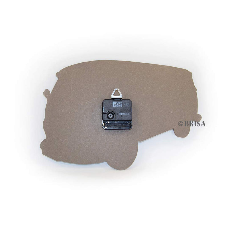NewNest Australia - BRISA VW Collection - Volkswagen Samba Bus T1 Camper Van Nostalgic Wall Clock with Retro/Vintage Design (MDF/Classic Blue) Classic Blue 