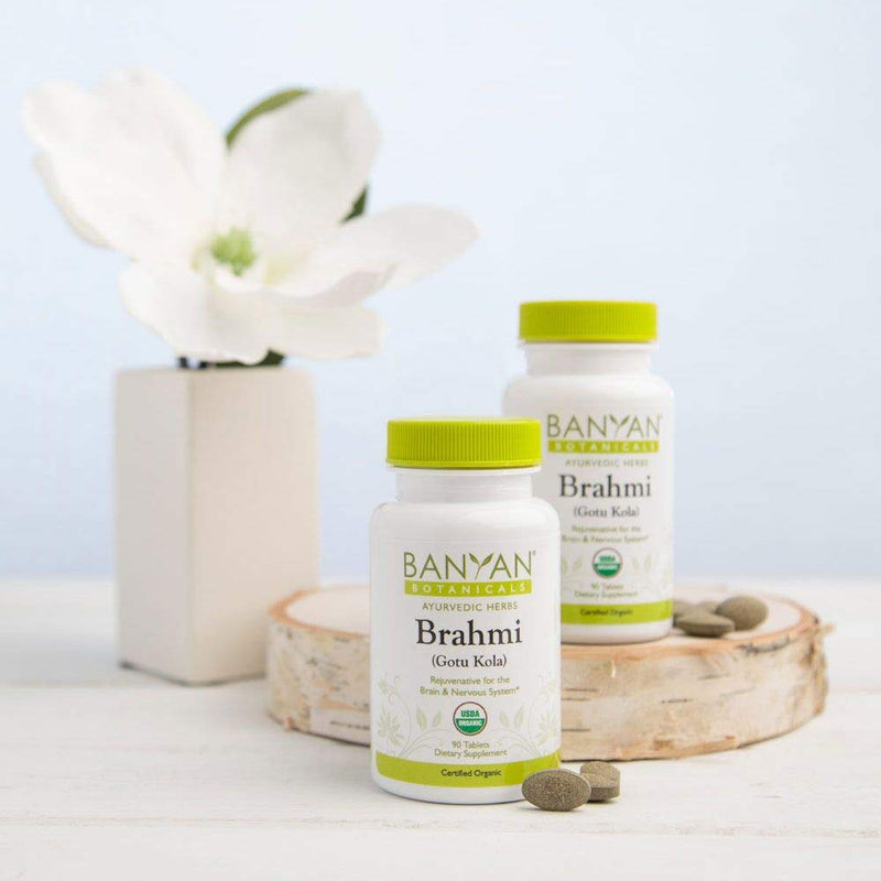 Banyan Botanicals Brahmi/Gotu Kola Tablets - USDA Organic - 90 Tablets - Centella asiatica - Brain & Nervous System Rejuvenative* - NewNest Australia