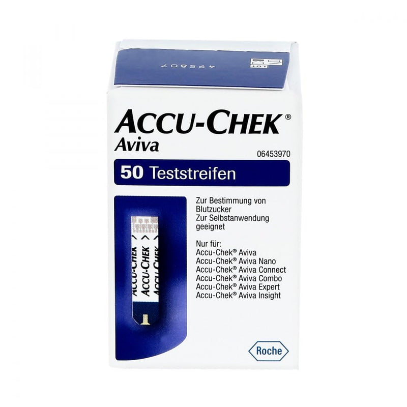 Accu Chek AVIVA blood sugar test strips, unisex, pack of 1 (1 x 50 pieces) - NewNest Australia