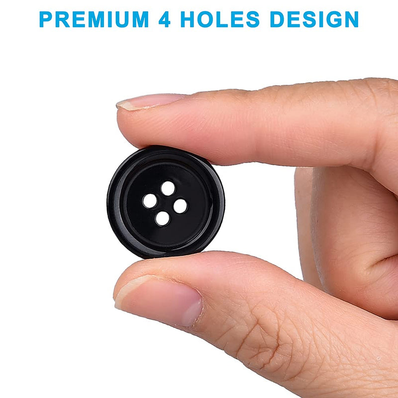 Premium 100 Pcs Resin Sewing Buttons, Eco-Friendly 4-Hole Craft Buttons, 5 Sizes of Black Round Mixed Buttons Suitable for Sewing, DIY and Holiday Decoration - NewNest Australia